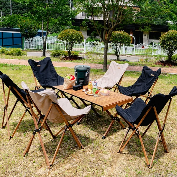 캠핑 의자 휴대용 우드 피크닉 캠핑 접이식 의자 야외 간이 테이블 식탁,