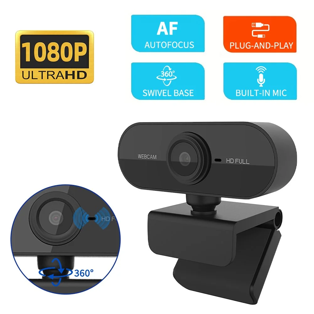 HULULU 1080P HD 웹캠 내장마이크 화상회의 온라인수업 방송용