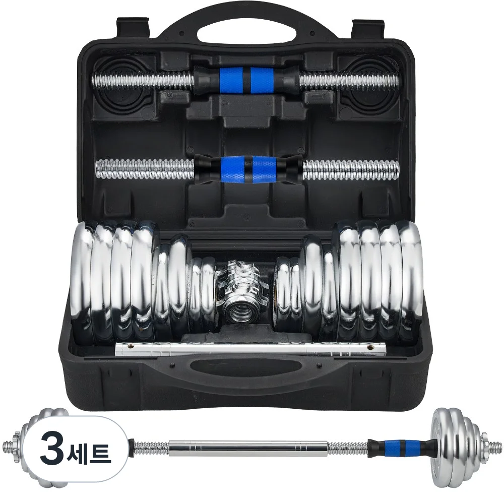 헬스장 크롬도금 조립아령 세트 조립식 무게조절 덤벨, 28KG, 3세트,