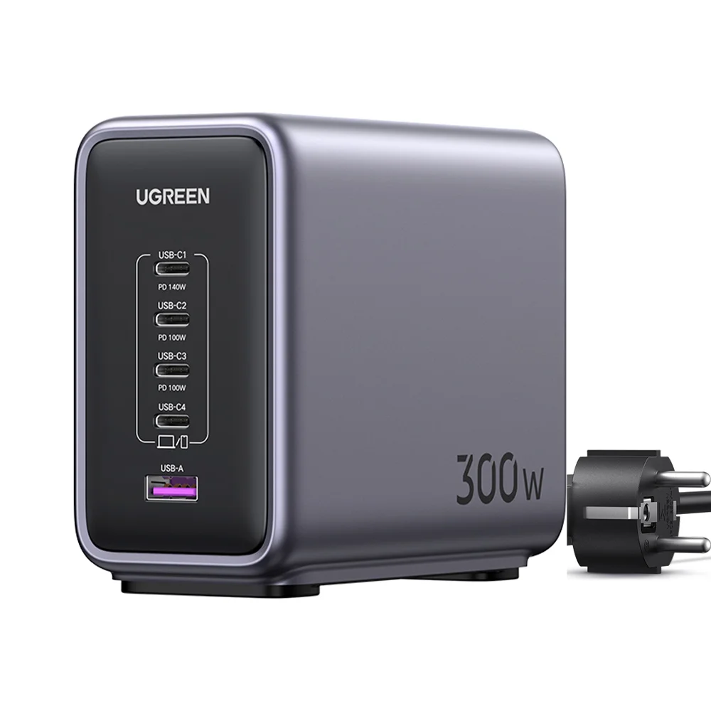 300W GaN PD PPS QC 5포트 초고속 멀티 충전기, 300W