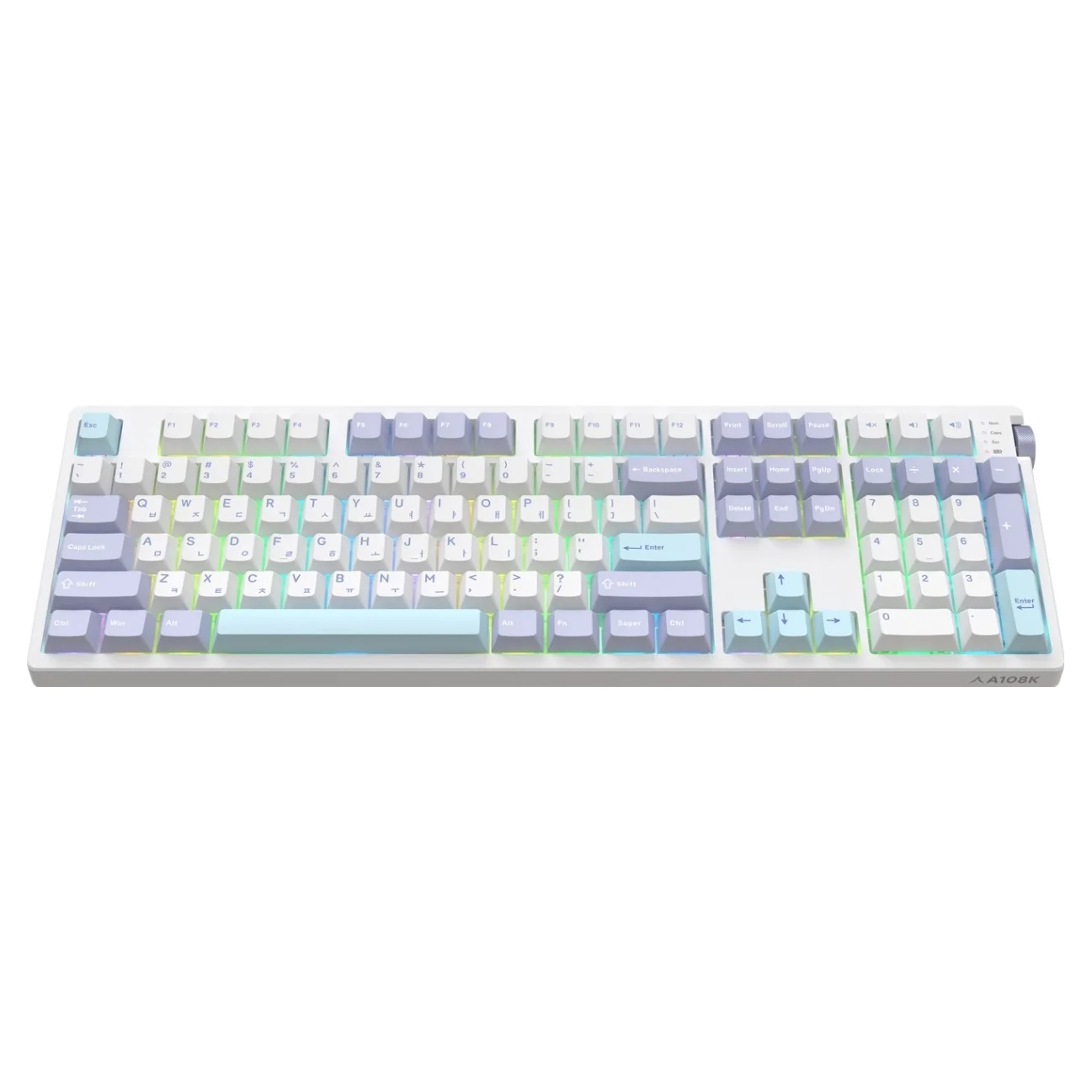 앱코 3모드 퀵스압 유무선 기계식 키보드, 마일드 블루, A108K, 맘
