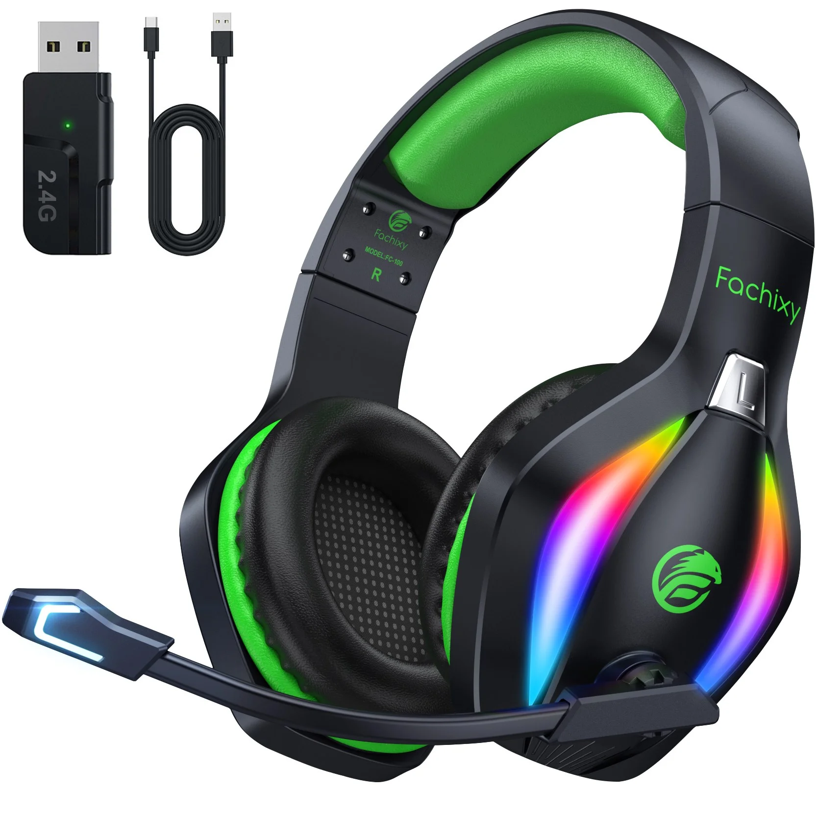 Fachixy FC100 게이밍 헤드셋 2.4G 무선 PS4 PS5 헤드