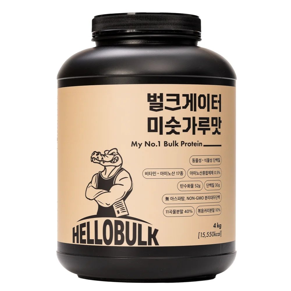 헬로벌크 게이너 살찌는 단백질보충제 벌크업 식사대용 프로틴 미숫가루맛,