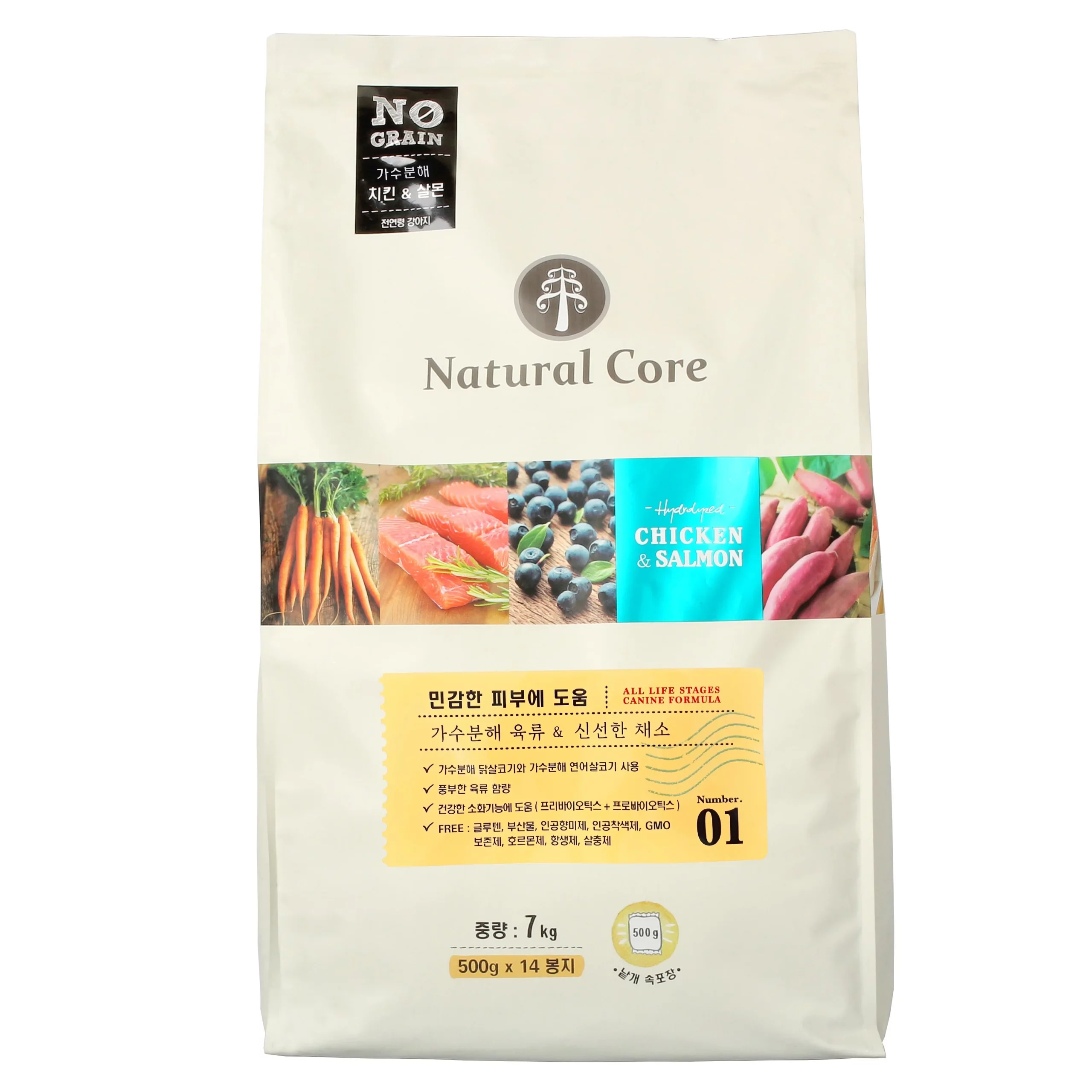 네츄럴코어 강아지사료 치킨&연어 7kg 개별포장, 7kg, 닭+연어, 1